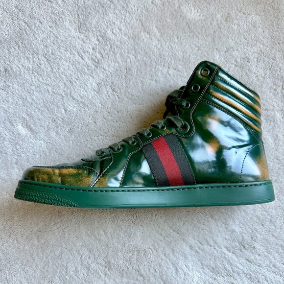 Limited Edition GUCCI Signature WEB Burnish Leather SNEAKERS Size 7.5 G | 8.5 US - Picture 4 of 16